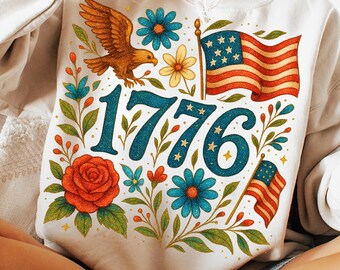 2 America 1776 Png bundle set of 2 Retro 4th Of July PNG, Patriotic Sublimation Design, American Png, Instant DIGITAL Floral