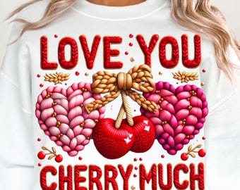 Amour faux fil au Crochet amour Png, Vday cerise Png, cerise PNG, loquet crochet fil Coquette cerise PNG, rose Saint-Valentin Png, tendance Saint-Valentin