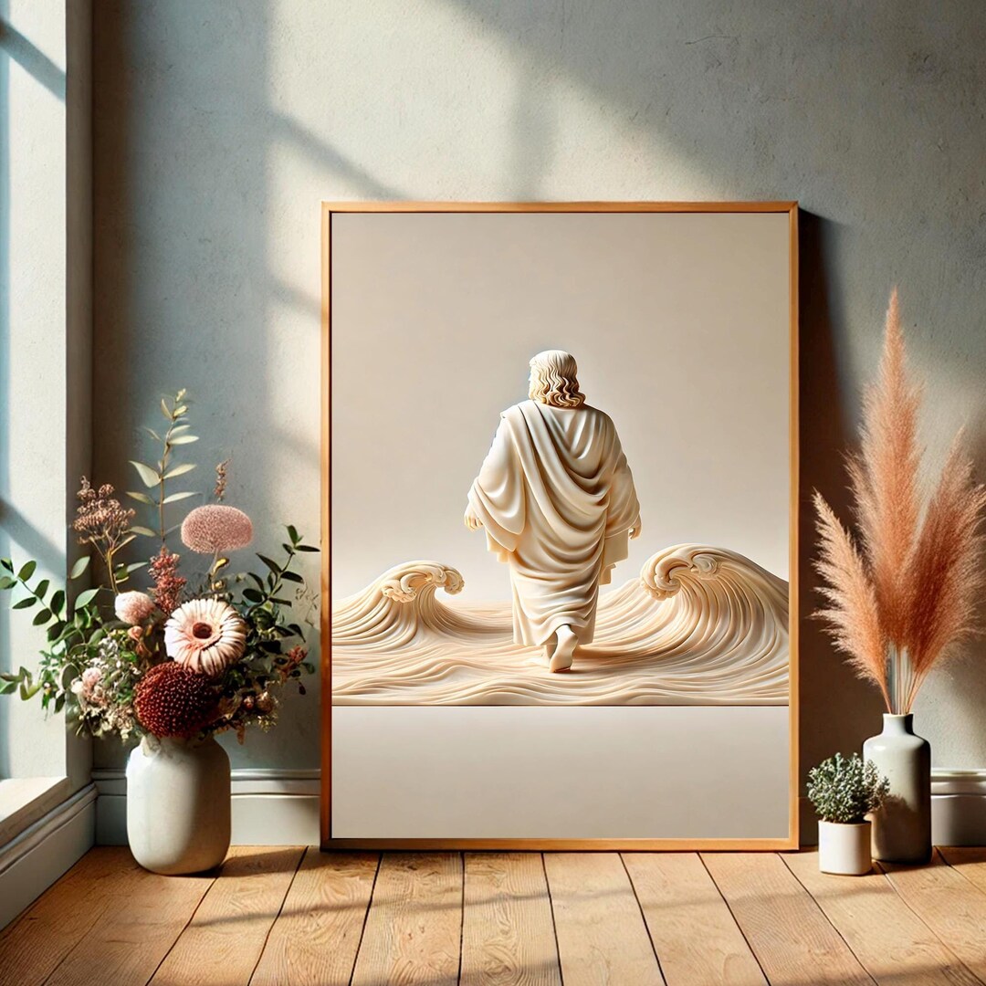 Jesus Walking on Water Print, Christian Art, Picture of Jesus, Digital ...
