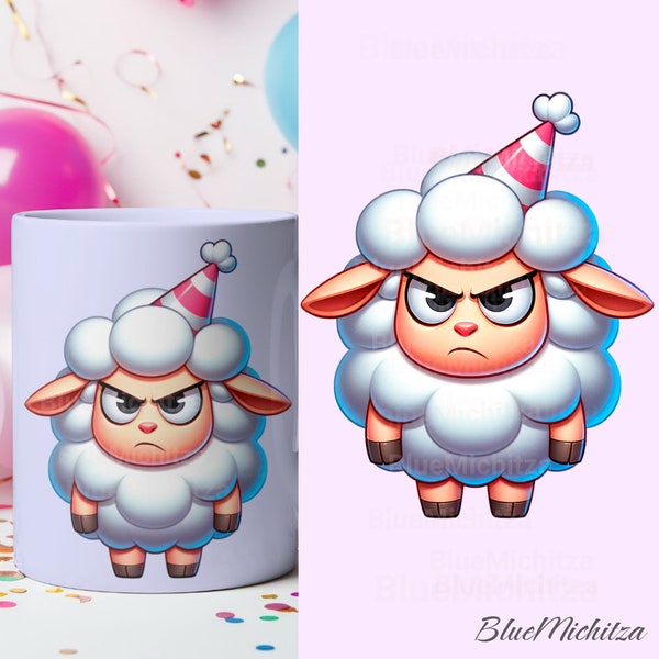 Cute Sheep, Fluffy Cartoon Sheep PNG for Sublimation and DTF, Perfect for T-Shirts, Mugs, DIY Crafts, High-Resolution Sheep Clipart, IMage