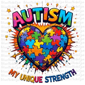 Autism Strength Puzzle Love Heart Awareness PNG, ,Inspirational Autism Sublimation Autism Support PNG, Creative Autism Awareness Autism Png