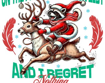 Funny Christmas Raccoon PNG, Santa Apology, Holiday Animal (Digital Download)