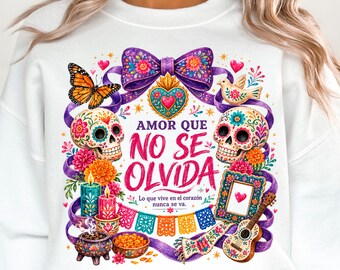 Dag van de Doden PNG, kleurrijke suikerschedel met Spaanse quote, Mexicaans dia de muertos sublimatieontwerp, dag van de dood png, calaveras png