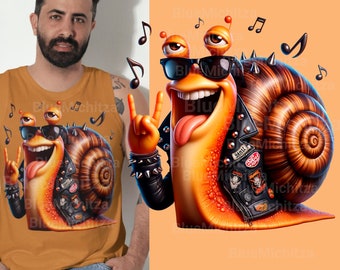 Rockin&#39; Snail PNG for Sublimate, T-Shirts, Music-Themed, DTF, DTG Punk Rock, Snail Guitarist, Cool Animal, Snail with Heavy Metal, Guitarist