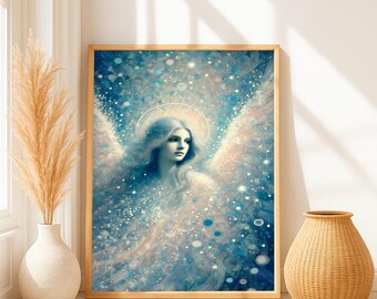 Archangel Haniel Wall Art, Divine Feminine Celestial Art Print