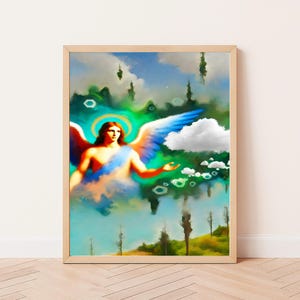 Archangel Raphael Wall Art Healing Art Print - Spiritual Guardian Angel Wall Decor for Divine Home Ambiance