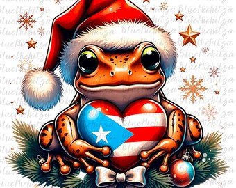 Coqui Frog Heart PR Navidad Puero Rico Boricua Png Puerto Rican Design Sapo PR