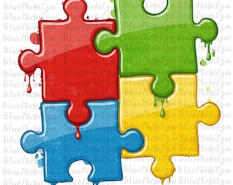 Trendy Autism puzzle dripping glitter piece png sublimation design download Autism awareness png Autism puzzle png sublimate design download