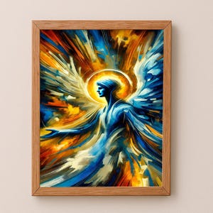 Archangel Raziel Art: Divine Messenger, Guardian Angel, Spiritual Being, Celestial Painting for Home Decor