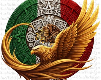 Gouden Azteekse kalender Eagle Mexicaanse vlag 16 15 septiembre png cinco de mayo png Maya Azteekse prehispanic Azteekse adelaar png Maya Mexico clipart