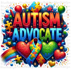 Autism Advocate 3D-puzzel kleurrijke png-sublimatieontwerpdownload, Autism Awareness png, Autism Advocate png, Autism Mom sublimatieontwerpen