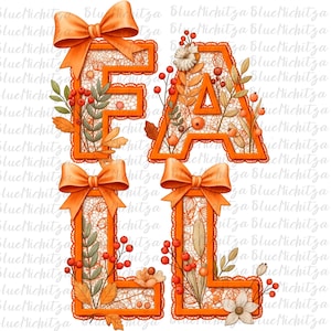 Preppy Fall lettering png Coquette Fall Cottage Core Ditsy Flowers Lace Fall png Retro Fall png Shabby Chic Autumn png Girly Floral Fall png
