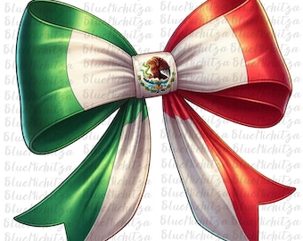 Coquette Ribbon bow Mexican Flag PNG, Clipart Mexico Sublimation T shirt Mug Design Mexicana Chicana Png