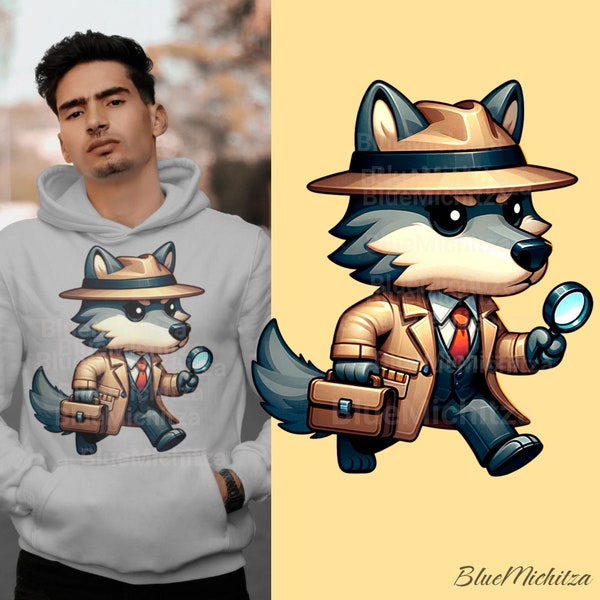 Download Whimsical Detective Fox PNG for Sublimate, T-Shirts, Mugs, Cricut Crafting, HD, no bg, Cartoon Sleuth Design, private investigator