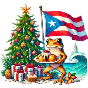 Navidad puerto rico PNG, Navidad boricua PNG, Coqui Arroz con Dulce y Pasteles Navidad PNG, Navidad latina png, Navidad puertorriqueña png
