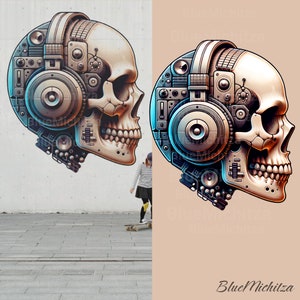 Totenkopf mit Kopfhörer, Musik, cool, zum sublimieren, Gothic Skull