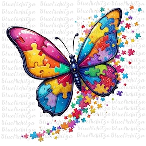 Trendy Autism Butterfly Png, Autism Butterfly Png, Autismo Png, Borboleta Png, Quebra-cabeça Png, Conscientização sobre autismo Aceitação, Seja gentil glitter Png