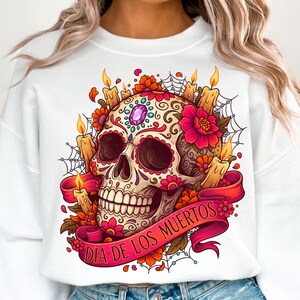 Dia de los muertos png sugar skull cartoon day of the dead sublimation digital download