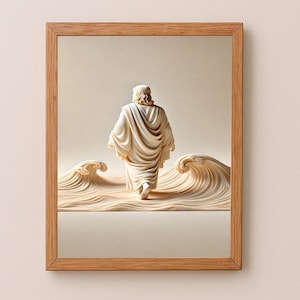 Jesus walking on water print, Christian Art, Picture of Jesus, Digital Download, Bible Verse Wall Art