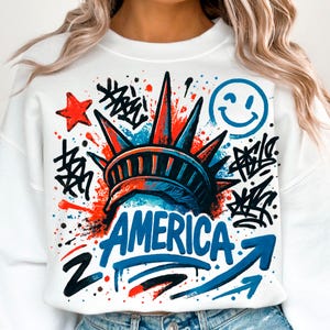 4th of July Statue of Liberty Png USA Png America 4th July Png Design Graffiti America Png USA America Flag, American Girl Shirt Design