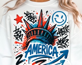 4th of July Statue of Liberty Png USA Png America 4th July Png Design Graffiti America Png USA America Flag, American Girl Shirt Design
