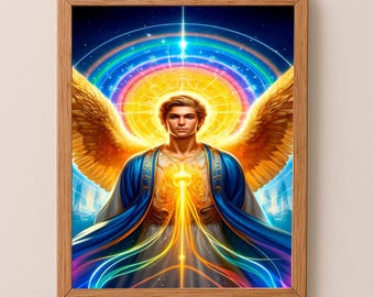 Lámina artística del Arcángel Raziel Sabiduría Divina Guía Espiritual Ángel Celestial Radiante Arte de pared sabiduría universo conocimiento SOLO DESCARGA DIGITAL