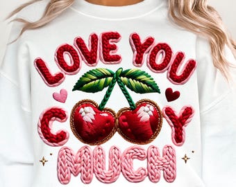 Amour faux fil au Crochet amour Png, Vday cerise Png, cerise PNG, loquet crochet fil Coquette cerise PNG, rose Saint-Valentin Png, tendance Saint-Valentin