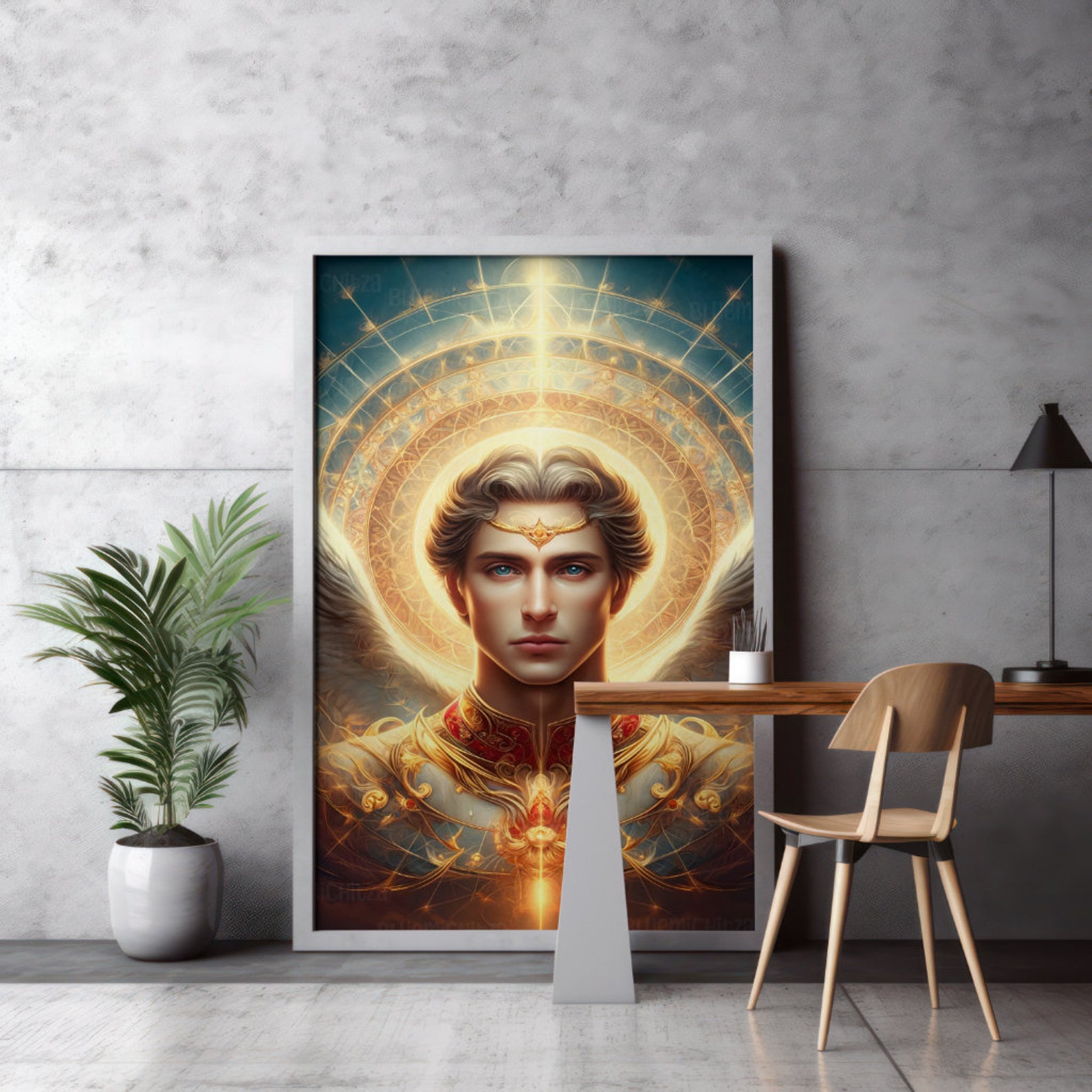 Archangel Uriel Divine Light Artwork, Angelic Wisdom Peace, Flame of ...