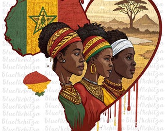 Juneteenth Designs png Black Woman African Map Heart PNG Black Queen PNG African Map png Black History png Sublimation Design Afro Woman png
