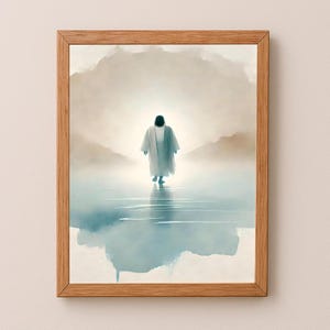 Jesus Christ Walking on Water lds Art, Bible Art, Christian Wall Art Religious Digital Print, I Will Walk With Christ DIGITAL DOWNLOAD ONLY
