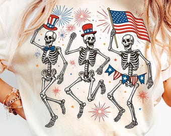 Zabawny 4 lipca PNG Ameryka Png Retro Png USA Png Dzień Pamięci Tańczący Szkielet Png 4 lipca Projekt Koszulki Amerykańska Flaga Wolność