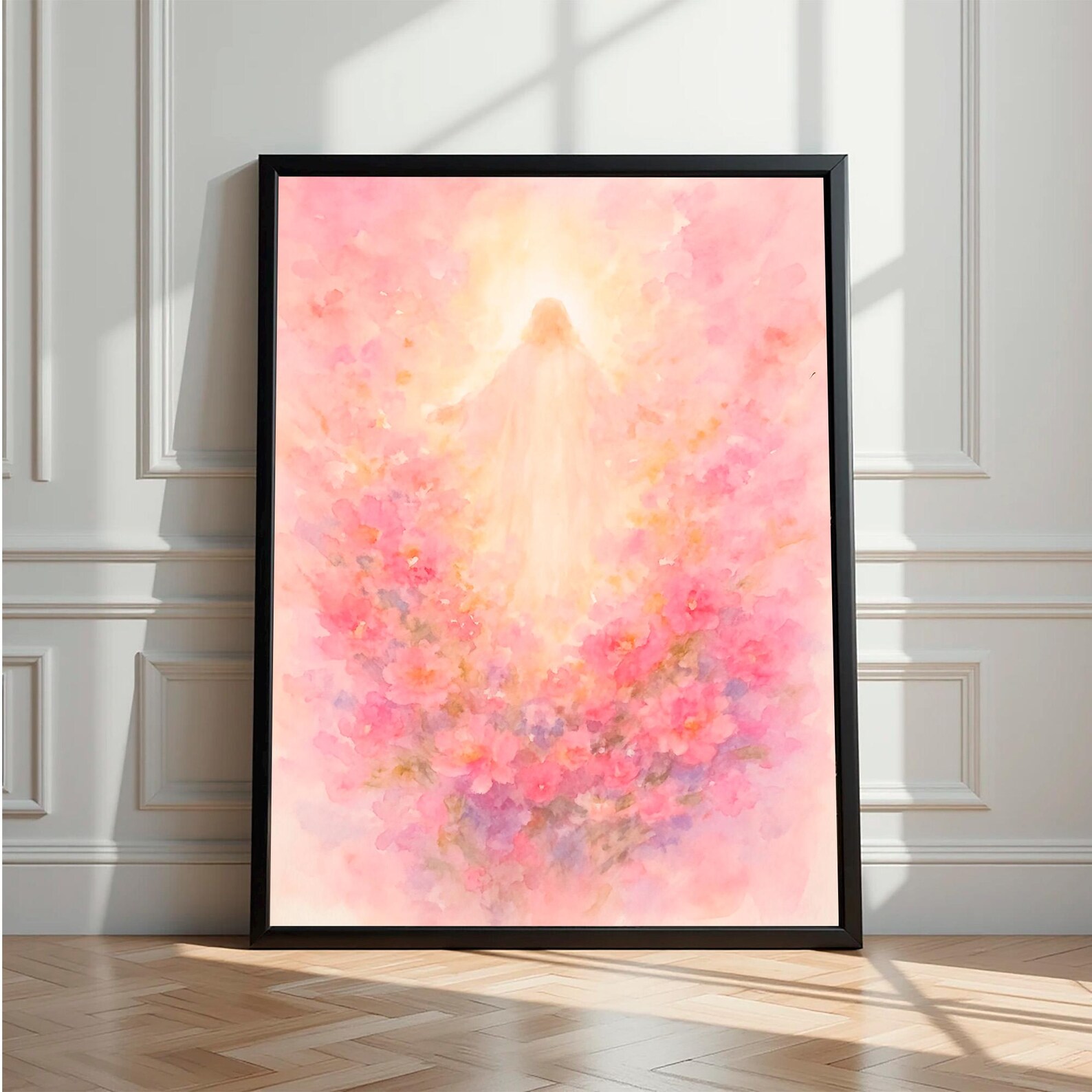 Jesus Pink Floral Summer Spring Painting Jesus Christian Art, Colorful ...
