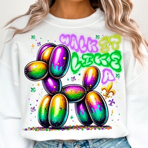 Walk it Like a Dog Mardi Gras PNG、グリッターMardi Grasシャツデザイン、レトロMardi Gras PNG、フルール・ド・リスPNG、ルイジアナPNG、ブラシストロークPNG