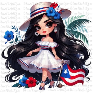 Chibi Cute Puerto Rican Baby Girl Png Puerto Rico Chibi Girl Clipart Chibi Girl Png Chibi Dolls Png Latina Princess Clipart