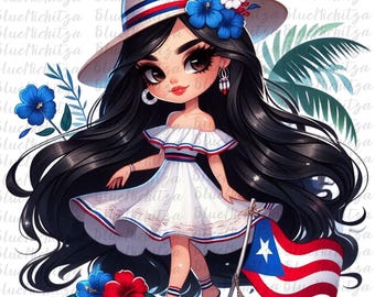 Chibi Cute Puerto Rican Baby Girl Png Puerto Rico Chibi Girl Clipart Chibi Girl Png Chibi Dolls Png Latina Princess Clipart