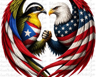 Puerto Rico USA Adelaar PNG, Boricua Amerikaanse Trots Sublimatie Ontwerp, Patriottische Adelaar Puerto Ricaans en Amerikaans Erfgoed Grafisch