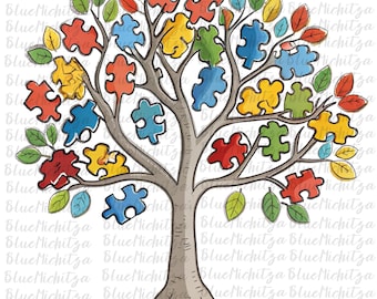 Autism puzzle tree png sublimation design download Autism awareness png Autism puzzle png sublimate designs download hand drawing style png