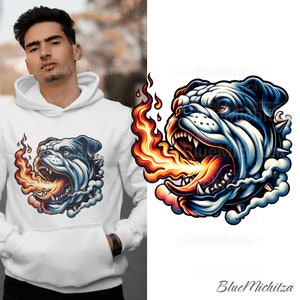 Angry Bulldog png, vurige bulldog grafische png voor sublimatie en T-shirtontwerp - hotdogillustratie voor Cricut, mokken, Inferno Dog, Intense