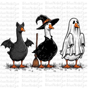 Boo Spooky Goose PNG Funny Halloween Goose Png Goose in Halloween Costumes Autumn Sublimation Cute Horror Png Spooky Goose Png hallo desig