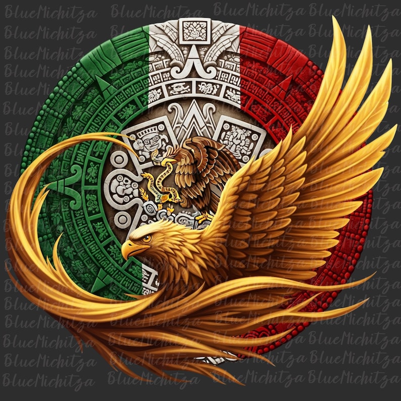 Gold Aztec Calendar Eagle Mexican Flag 16 15 Septiembre Png Cinco De