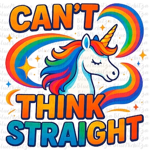 Ich kann nicht gerade denken, Regenbogen LGBT Pride Flagge, Lgbtq Shirt, Pride Month png, LGBT Regenbogen Png, buntes Einhorn LGBT Png