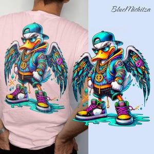 Urban Hip Hop Ente, Street Style, Sneakerhead Ente, Sublimation bereit PNG, Rapper Ente, DTF, dtg, Graffiti, für Transfer, Skate Ente PNG