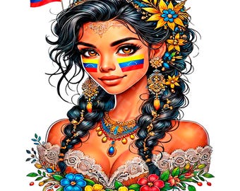 Venezuelan Girl Clipart, Venezuelan PNG, Venezuelan Woman PNG, Venezuelan Woman Clipart