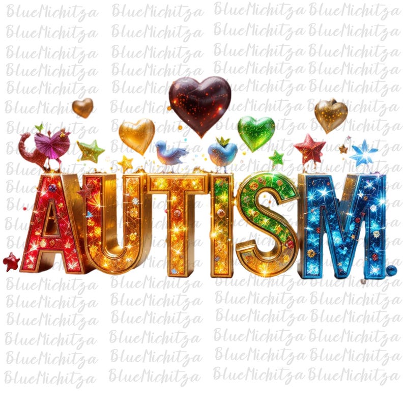 Realistic Autism Glitter Dripping Png 3D Autism Awareness Puzzle ...