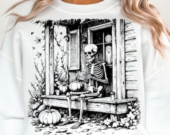 Abóbora assustadora e moderna de Halloween png camiseta de Halloween png terror vintage Halloween png arte de linha png outono png Temporada assustadora png popular