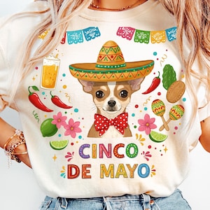 Funny Cinco De Mayo Glitter Clipart Shirt Sublimation and Dtf Design viva mexico PNG Cinco De Mayo Png Tshirt Design Chihuahua Mexican png