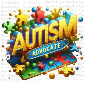Trendy Autism Advocate 3D-png-ontwerp Autism Awareness Png Autism Support Sublimatie Afdrukbaar bestand Kleurrijke handafdruk en puzzelstukje