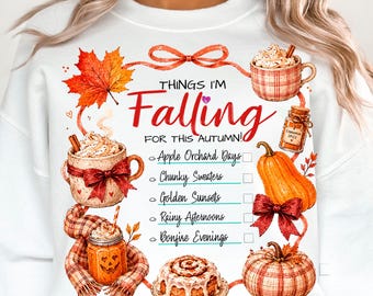 Coquette Falling Autumn PNG, Cozy Pumpkin Frame Sublimation Design, Plaid Bow Coffee Clipart, Transparent Digital Download