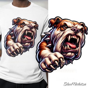 Angry Bulldog PNG, Download Menacing Bulldog PNG for Sublimation & DTG, Fierce Dog Clipart for Shirts, Mugs, Decals - High-Quality Image