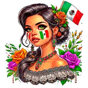Mexican Girl PNG, Mexican Pride PNG, Mexico Flag PNG, Mexican Girl Clipart, mexicana png, Cinco de Mayo png Mexican Girl Png, Aztec Girl png